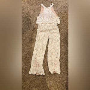 Lulus white lace jumpsuit